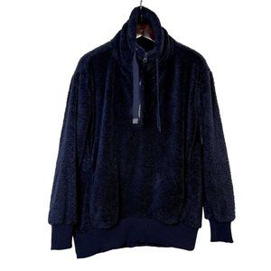 MEMBER'S MARK Cozy‎ Navy Blue 3/4 Zip Pull-Over Sherpa, Size Small, teddy bear